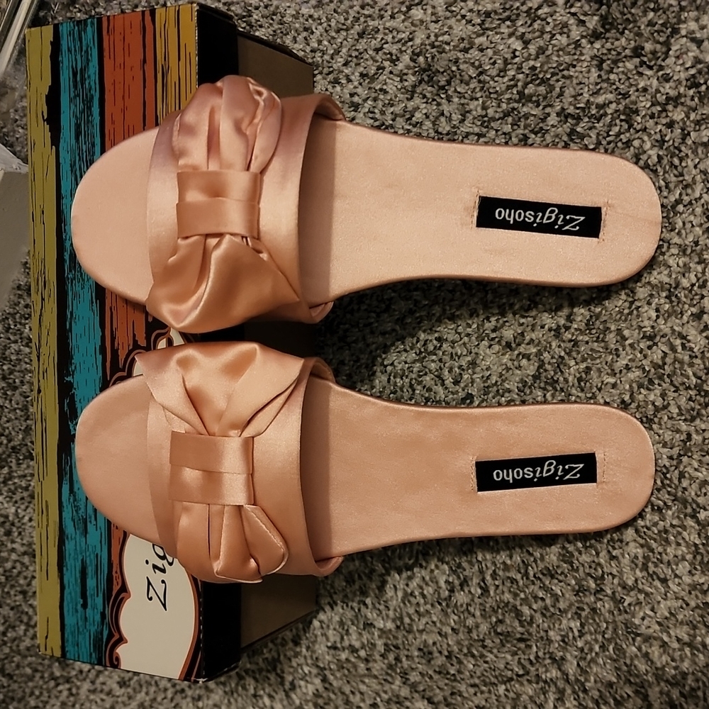 Valiant Satin Open Toe Flat Sandals